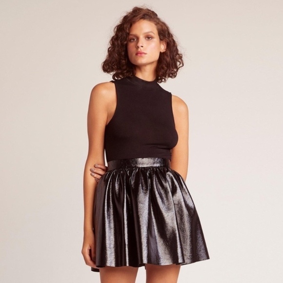 New BB Dakota Not A Wall Flower Vinyl Skirt - Picture 4 of 10